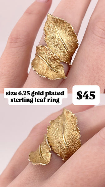 RESERVED PRIVATE LISTING -- sterling silver leaf ring B13