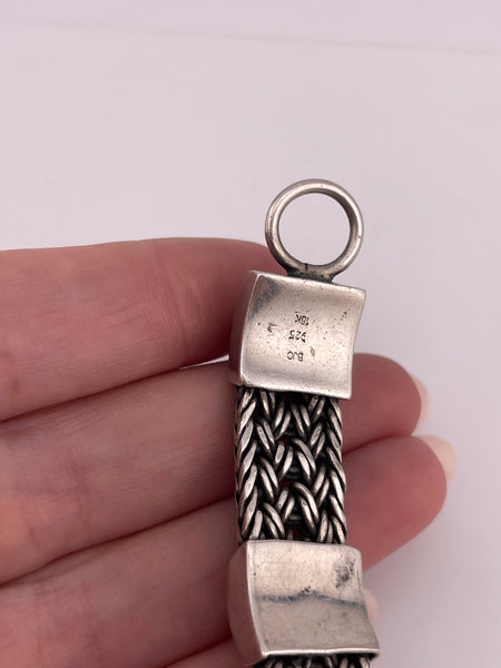 sterling silver rainbow moonstone woven toggle-clasp link bracelet **AS IS**