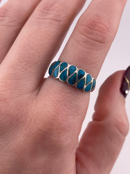 size 8 sterling silver stabilized turquoise ring