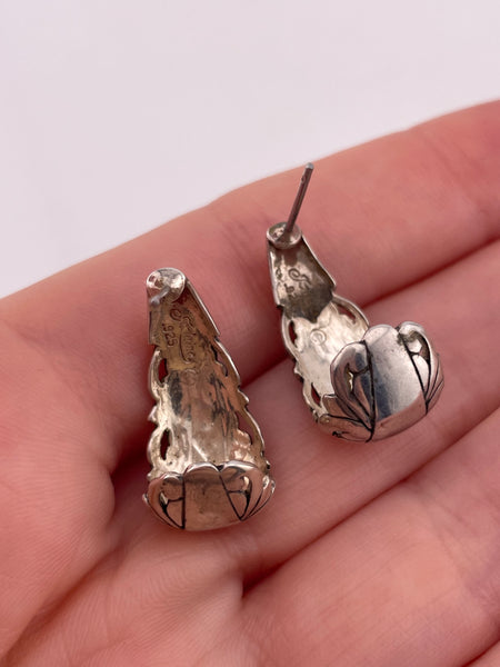 sterling silver synthetic turquoise hook dangle earrings