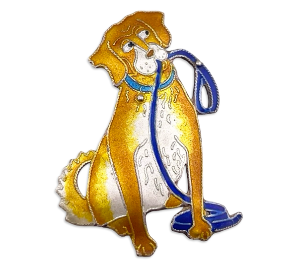 sterling silver enamel dog brooch pin