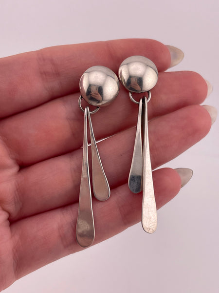 sterling silver stoneless fringe paddle post dangle earrings