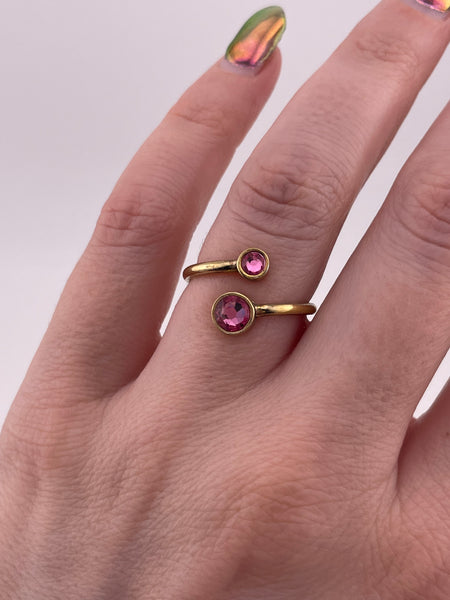 size 7.5 sterling silver gold wash plastic gems ring