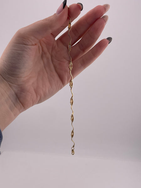 14k yellow gold opal & diamond squiggle link bracelet
