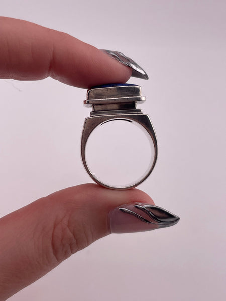size 8 sterling silver chunky lapis ring