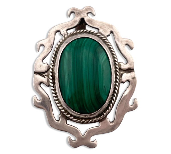 sterling silver malachite pendant brooch