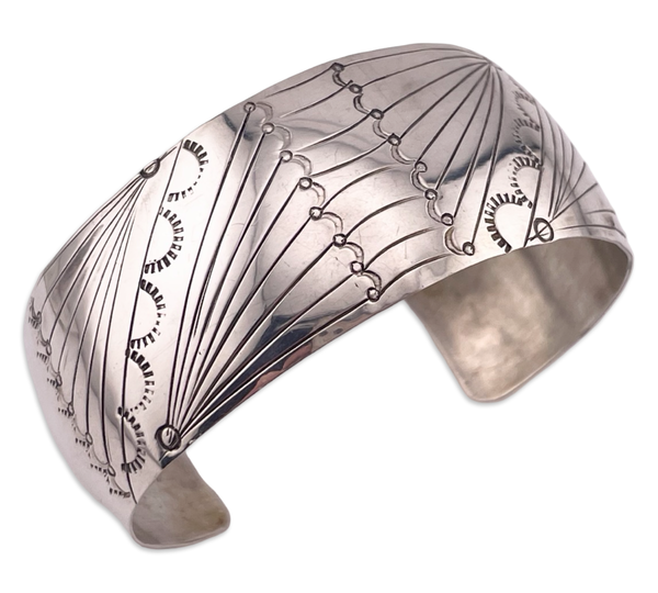 sterling silver 7" HL signed stamped cuff bracelet