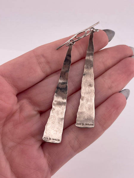 sterling silver textured hook dangle earrings