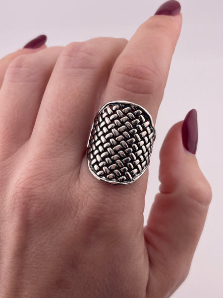 size 9.25 sterling silver stoneless basket weave ring