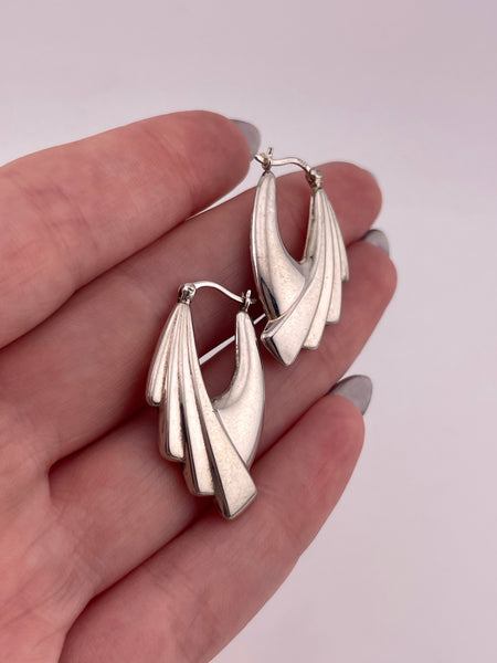 sterling silver stoneless puffy textured hoop earrings
