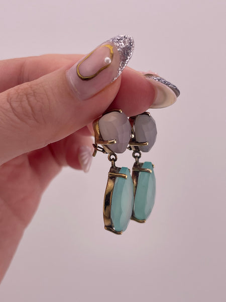 sterling silver gold wash faceted chalcedony dangle earrings
