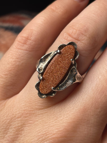 size 6.25 sterling silver goldstone ring