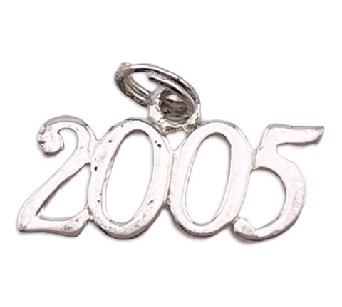 sterling silver rhodium plated '2005' year pendant