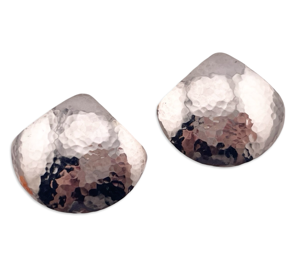 sterling silver hammered textured fan post earrings