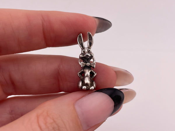 sterling silver 3D bunny rabbit pendant