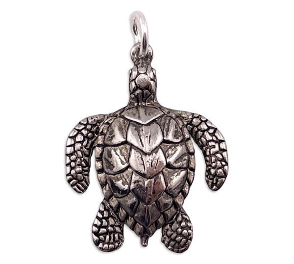 sterling silver pressed sea turtle pendant