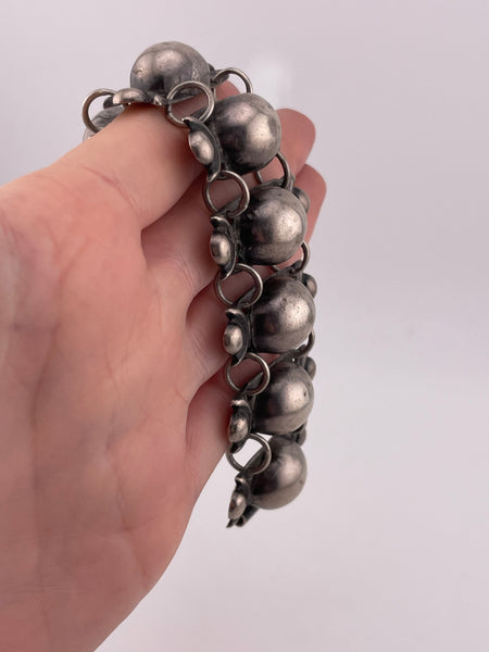 sterling silver Taxco Mexican stoneless domed link bracelet