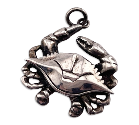 sterling silver crab pendant