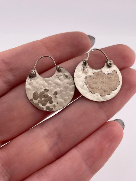 sterling silver 3/4" hammered flat hoop earrings