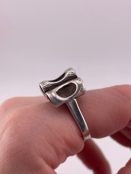 size 7.5 sterling silver abstract artisan stoneless ring