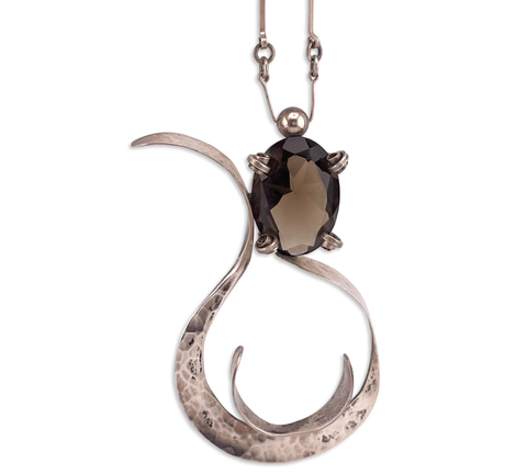 sterling silver rare Aaron Rubenstein smokey topaz necklace