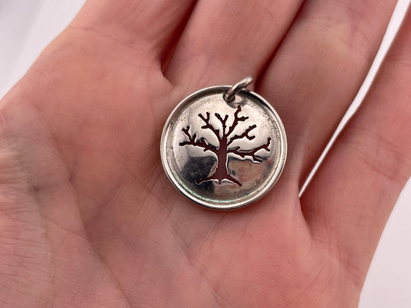 sterling silver tree cut-out design pendant