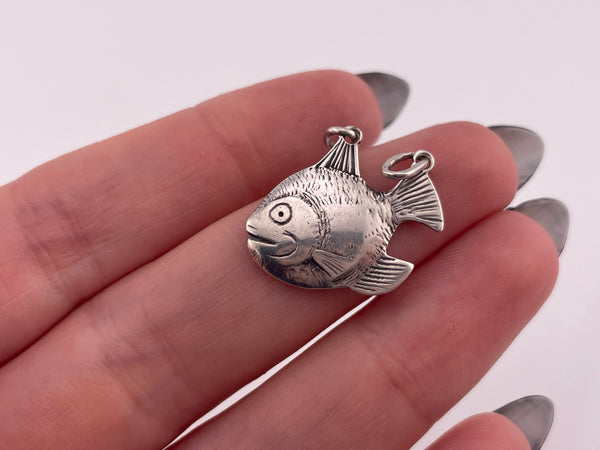sterling silver fish two bails pendant