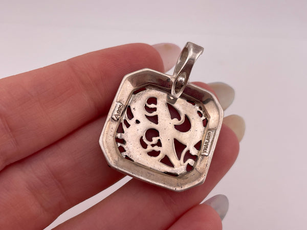 sterling silver 'B' letter initial marcasite pendant