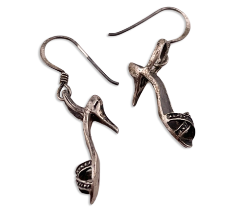 sterling silver high heel shoe dangle earrings