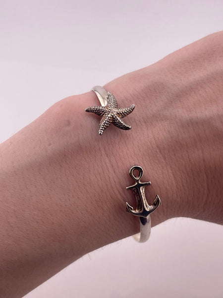 sterling silver 6-7/8" starfish anchor bracelet