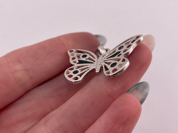 sterling silver resin butterfly pendant