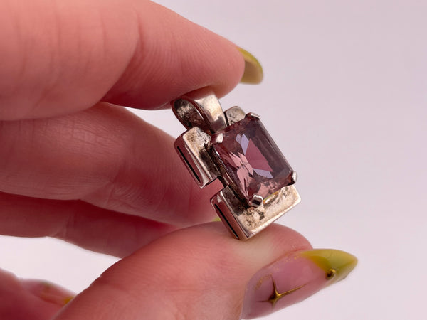 sterling silver faceted glass pendant
