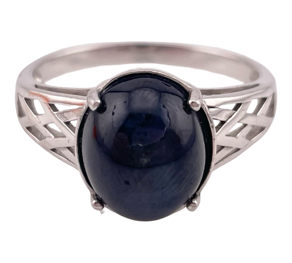 size 11.75 sterling silver synthetic star sapphire ring ***AS IS***