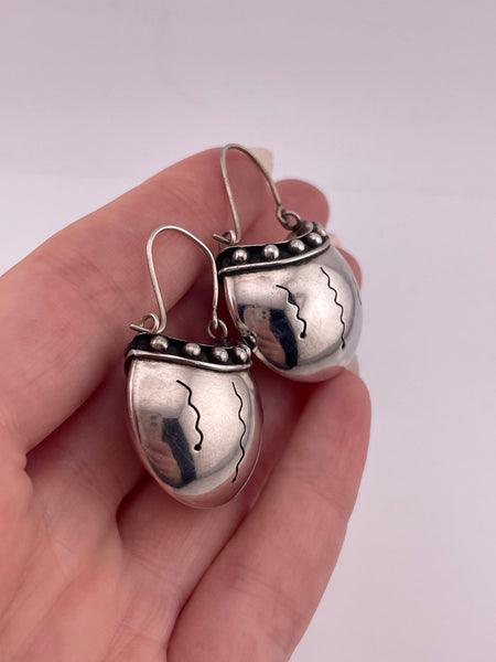 sterling silver stoneless cut-out chunky jug earrings