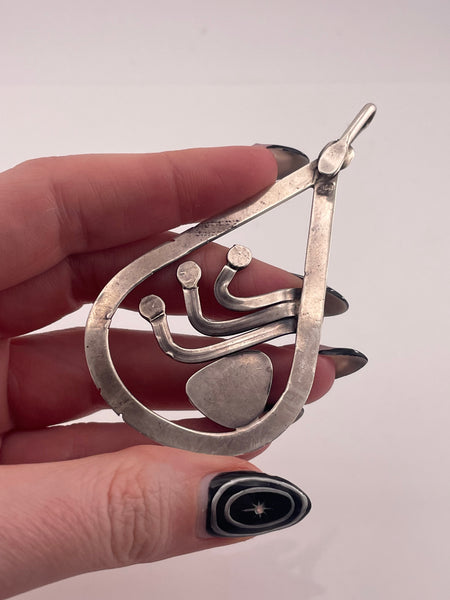 sterling silver 3-1/4" turquoise pendant