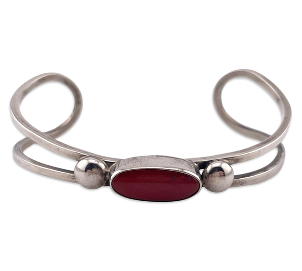 sterling silver coral cuff bracelet