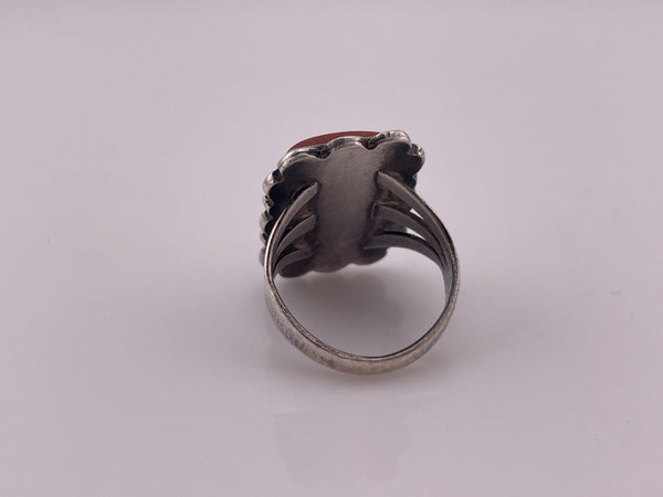 size 7.5 sterling silver rectangle petrified wood ring