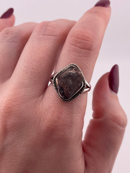 size 9 sterling silver raw stone ring