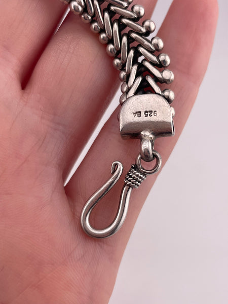 sterling silver 7-3/8" woven chain hook bracelet