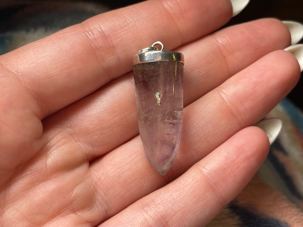 sterling silver amethyst point pendant