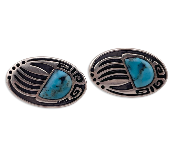sterling silver turquoise bear paw post earrings