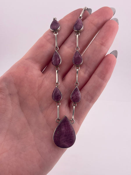 sterling silver 18" purple spiny oyster necklace