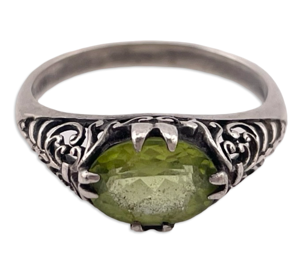 size 6.25 sterling silver faceted peridot ring