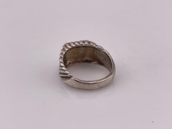 size 8.5 sterling silver stoneless textured etched ring