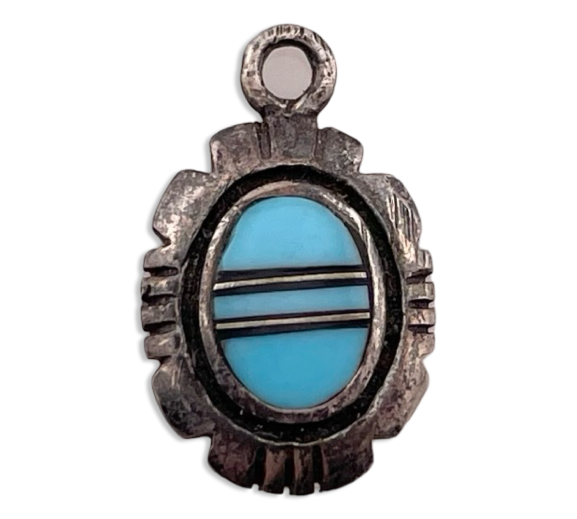 sterling silver small turquoise jet pendant