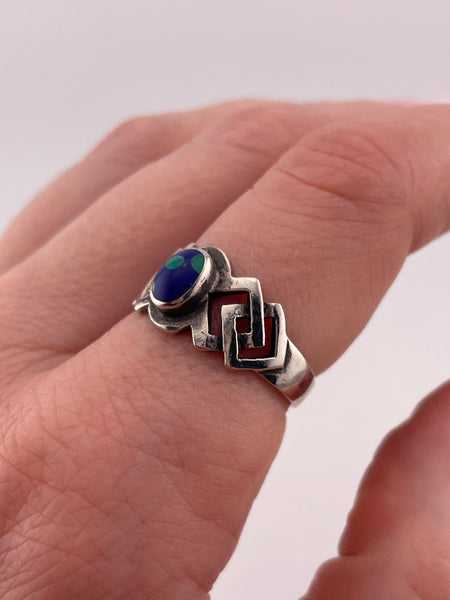 size 8 sterling silver azurite ring