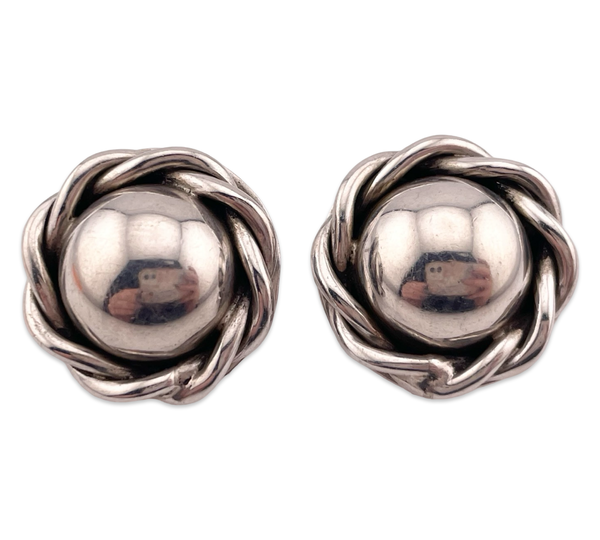 sterling silver heavy stoneless dome Mexican post earrings