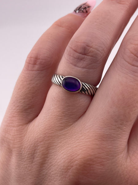 size 6.75 sterling silver artisan east west amethyst cable band ring