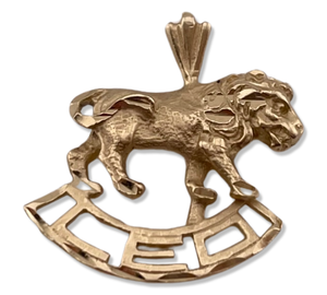 14k gold Leo the Lion zodiac pendant