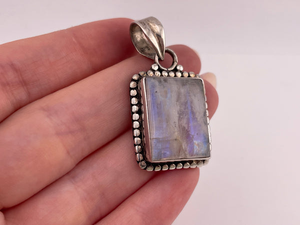 sterling silver rectangle moonstone pendant